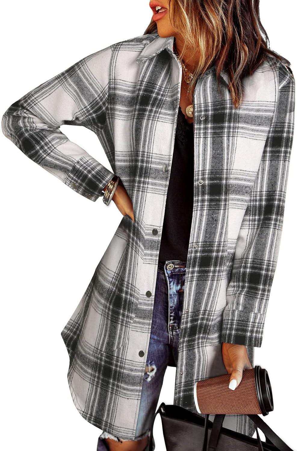Camisa-chaqueta Sofía para Mujer – Cierre de botones, Corte boyfriend y Bolsillos prácticos