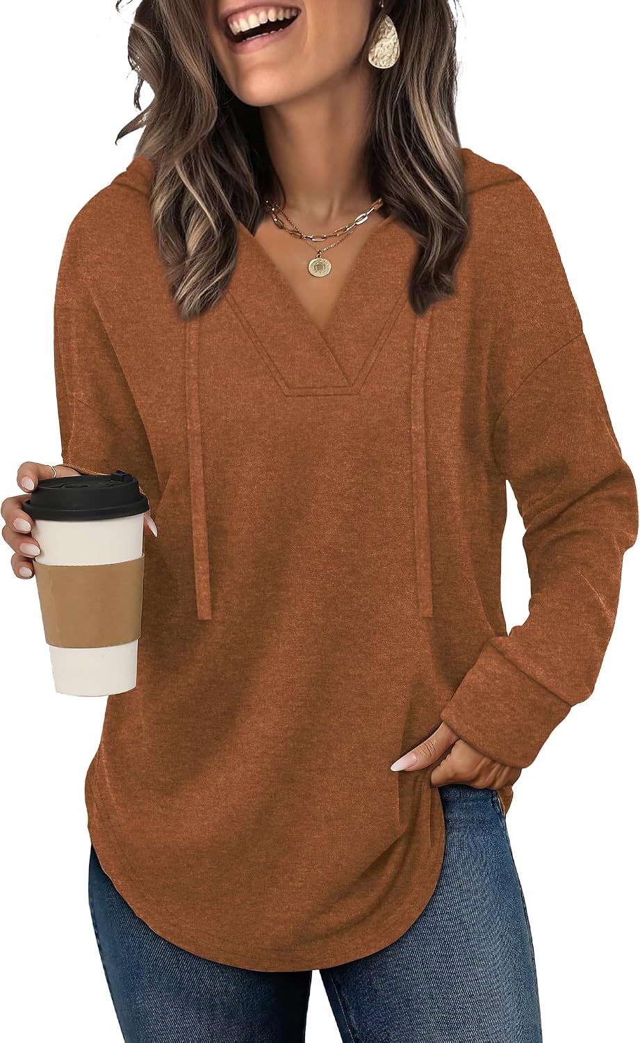 Sudadera con capucha Inés para Mujer – Bajo asimétrico, Mangas largas y Silueta relajada