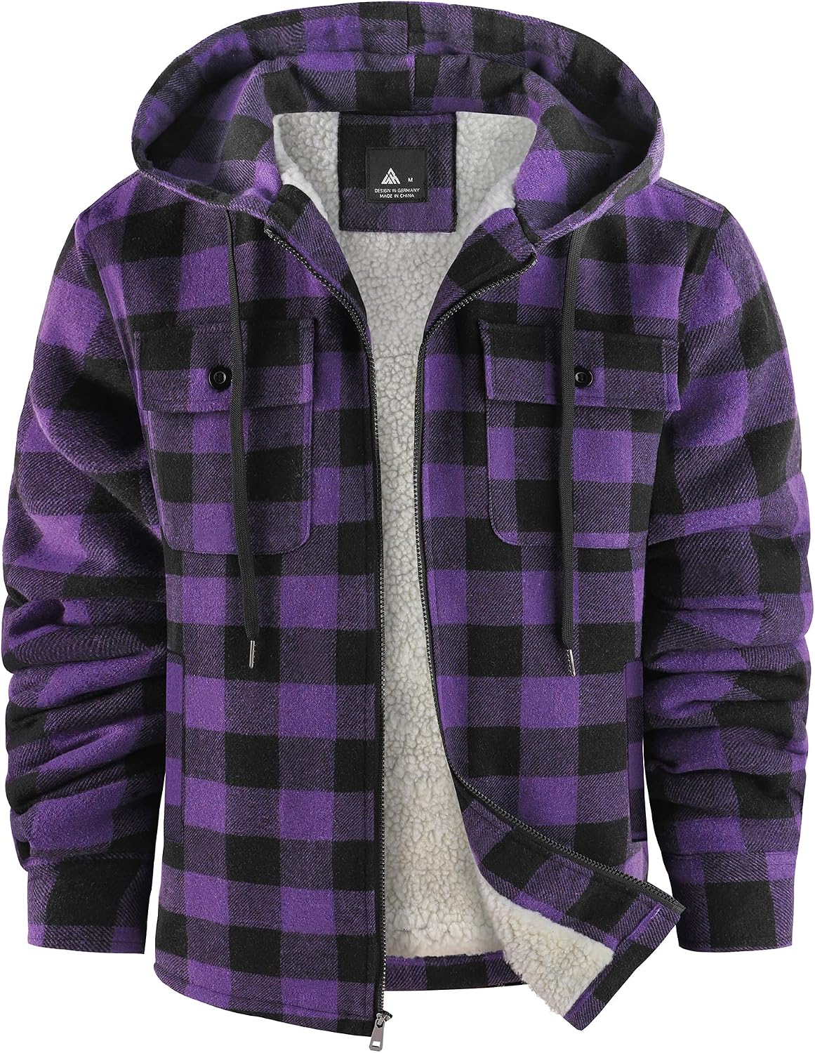 Chaqueta de franela Lorenzo para Hombre – Con capucha, Cremallera completa y Bolsillos prácticos