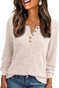 Suéter estilo henley Olivia para Mujer – Mangas largas, Corte cómodo y Silueta relajada