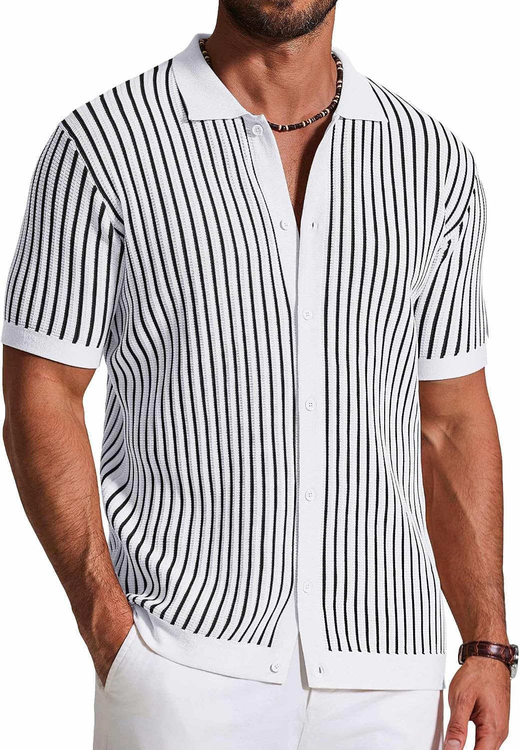 Top Salvador para Hombre – Acabados acanalados, Manga corta y Cálido