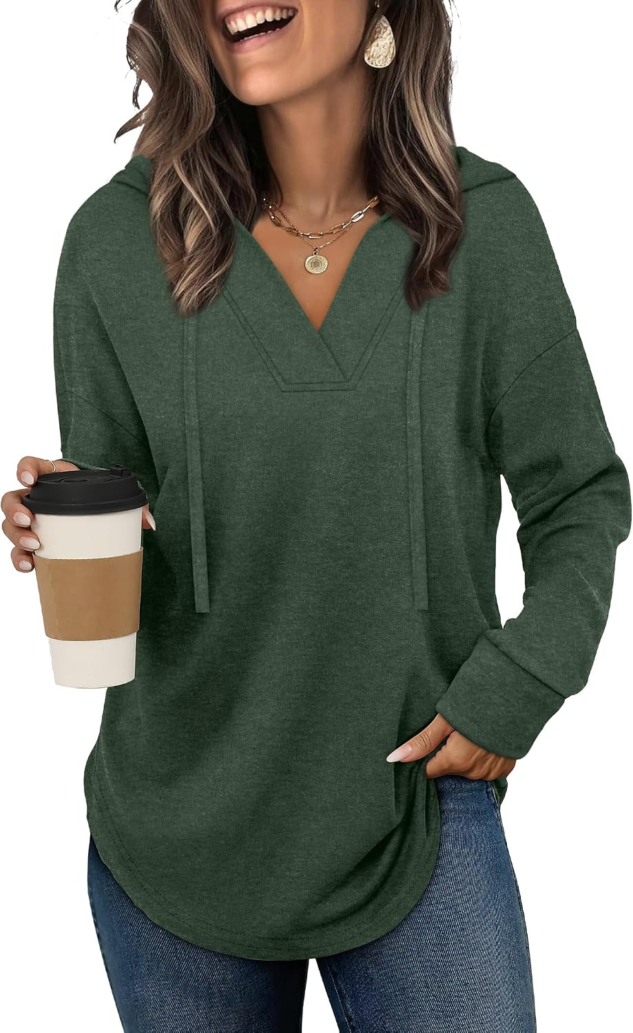 Sudadera con capucha Inés para Mujer – Bajo asimétrico, Mangas largas y Silueta relajada