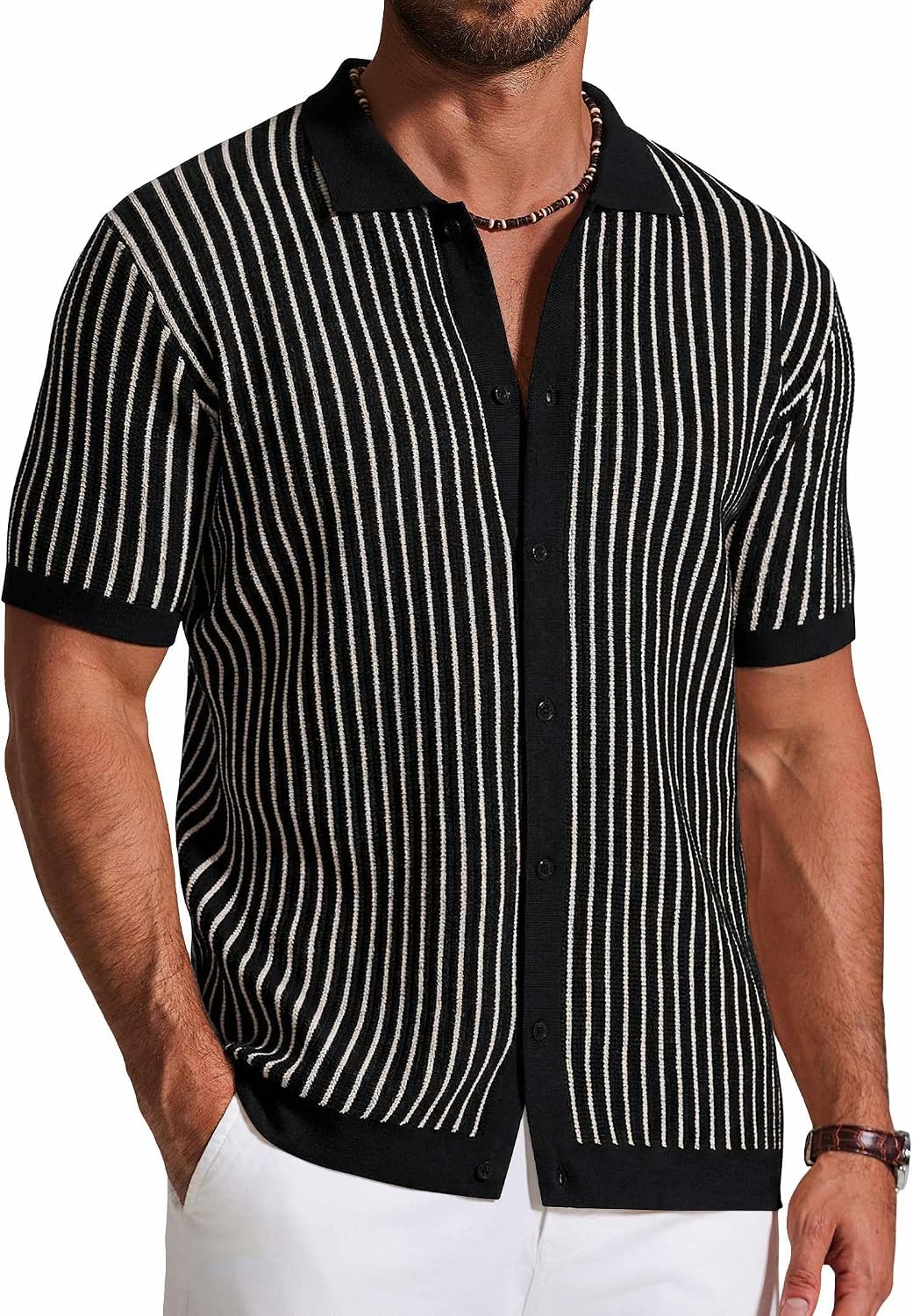 Top Salvador para Hombre – Acabados acanalados, Manga corta y Cálido