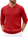 Polo de punto Tomás para Hombre – Detalles acanalados, Puños acanalados y Mangas largas