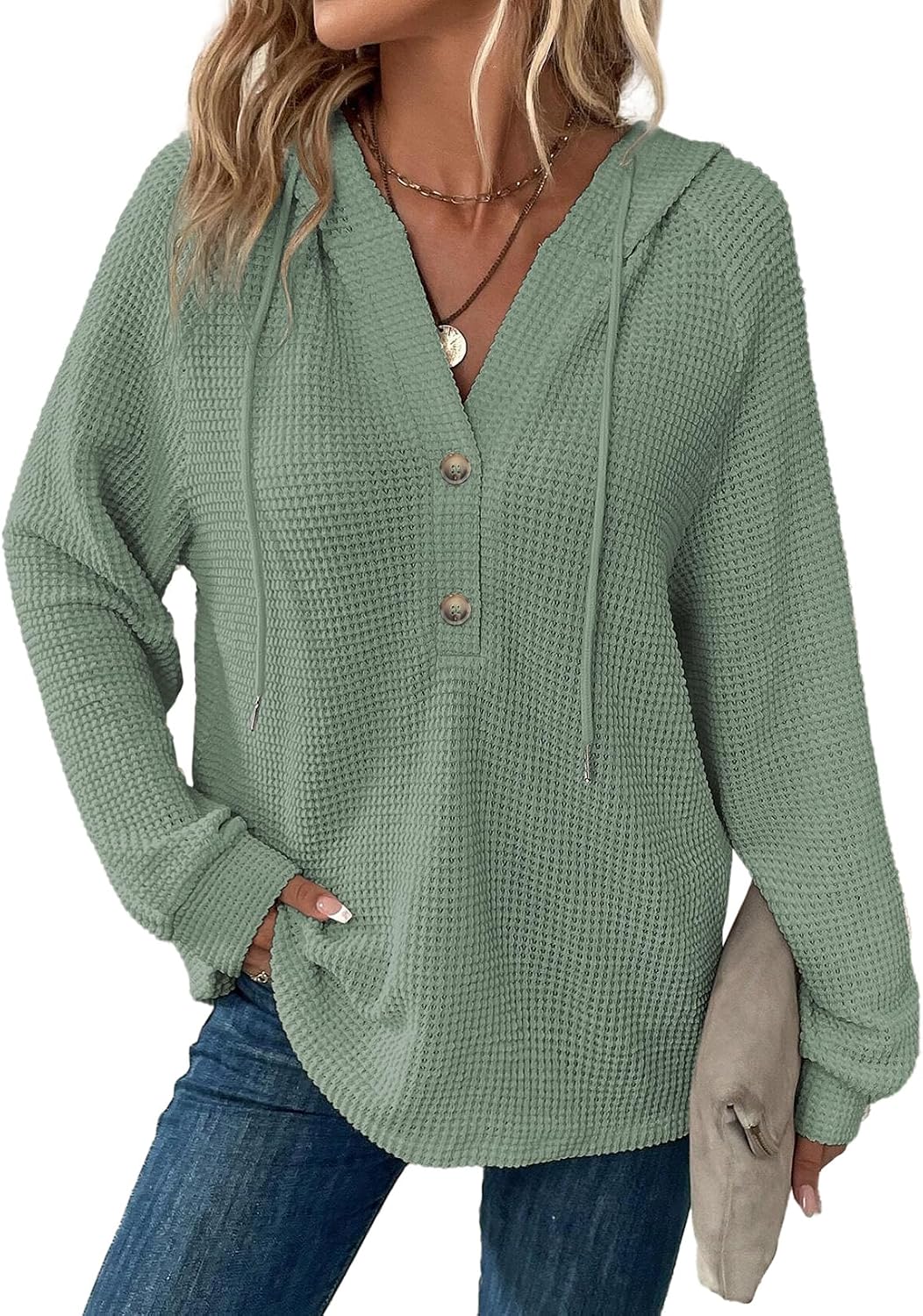 Sudadera con capucha Irene para Mujer – Cierre de botones, Silueta holgada y Capucha con cordón