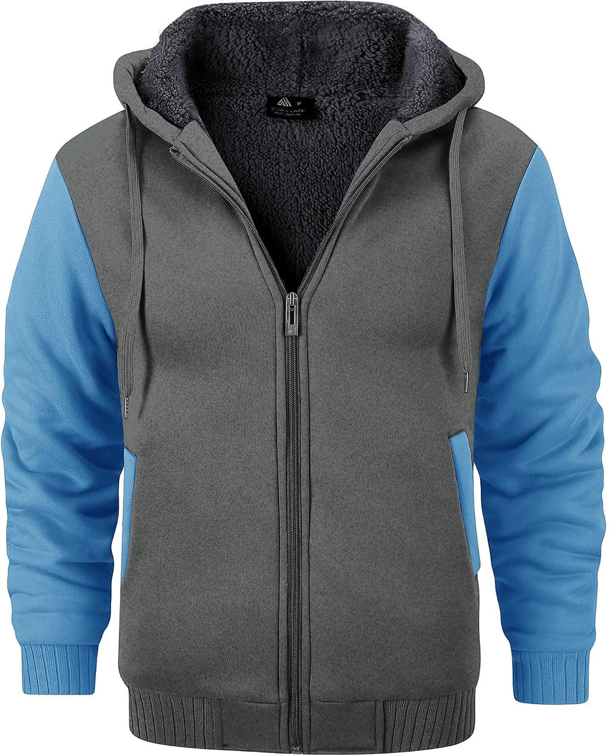 Hugo Sudadera con capucha y forro polar para hombre – chaqueta cálida de invierno con bolsillos laterales
