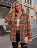 Ximena Sobrecamisa oversize de cuadros para mujer – manga larga, cierre de botones y estilo casual