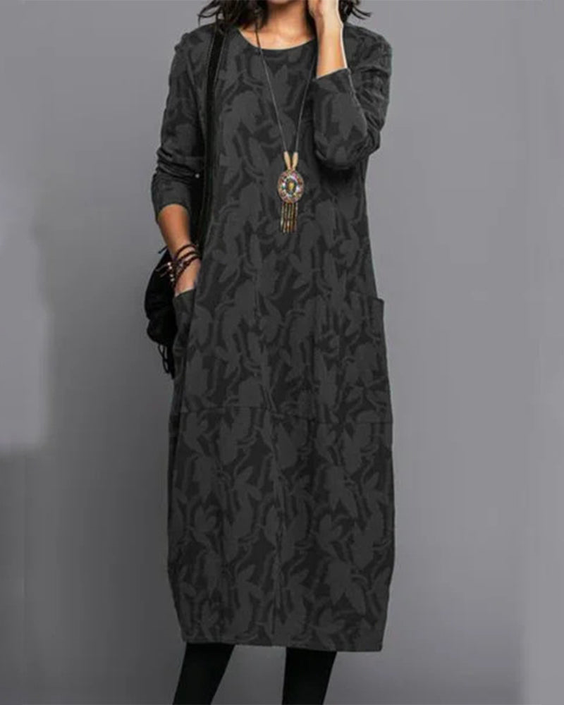 Vestido largo Ariadna para Mujer – Mangas largas, Bolsillos prácticos y Afelpado