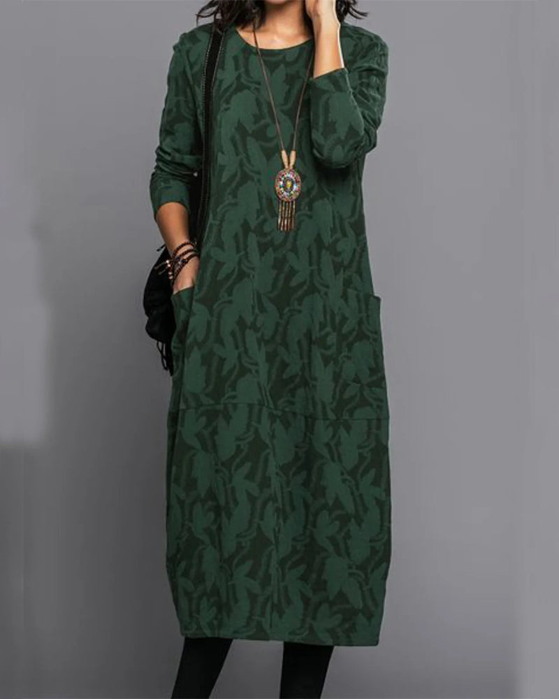 Vestido largo Ariadna para Mujer – Mangas largas, Bolsillos prácticos y Afelpado