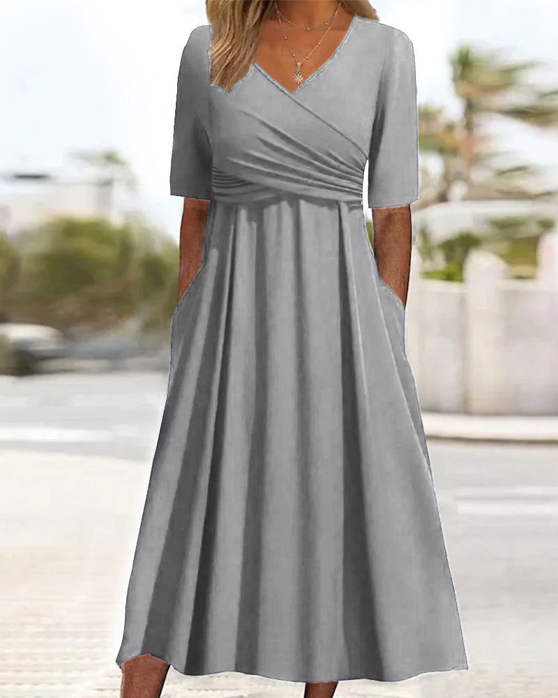 Marley Robe midi pour femme – Robe croisée élégante casual chic