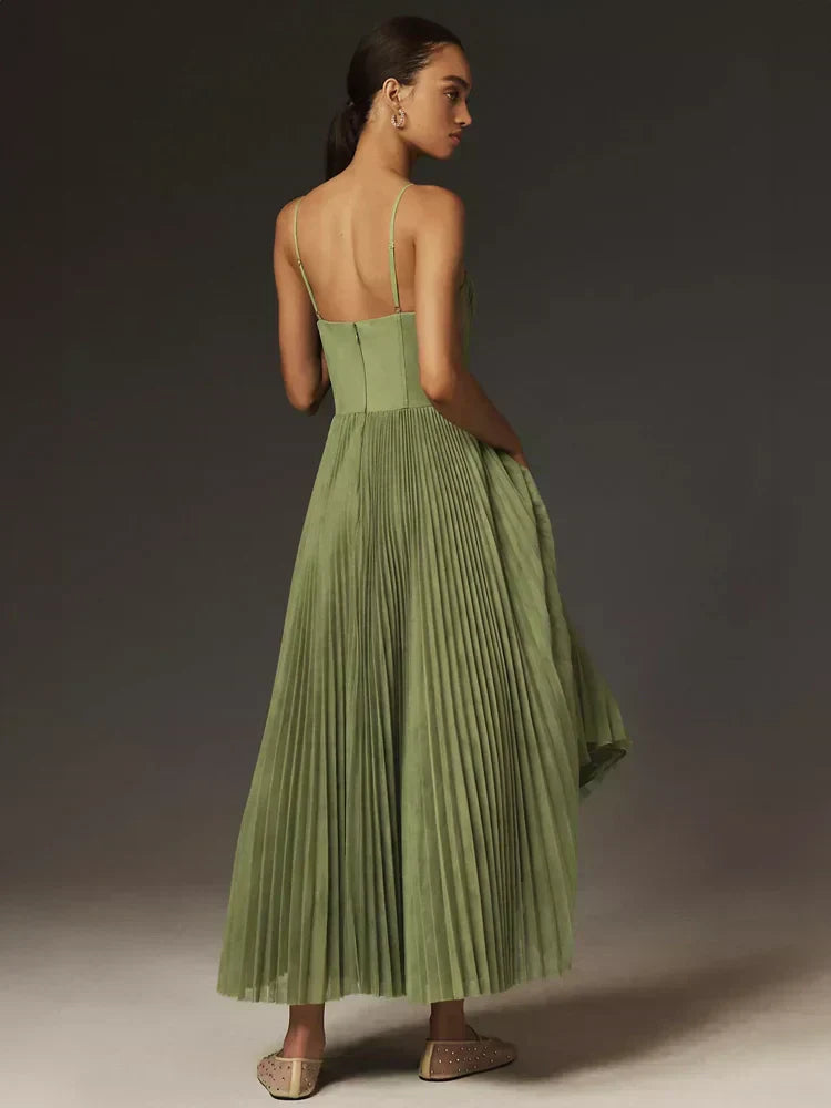 Juliana robe midi pour femme – robe corset élégante tulle plissé chic