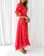 Dorothy Vestito da Donna – Vestito Rosa Elegante con Scollo a V Chic