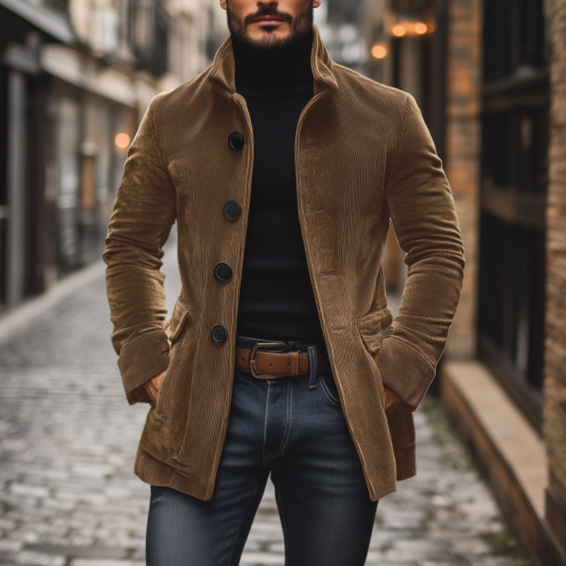 Chaqueta Marcos para Hombre – Silueta entallada, Cuello mao y Sofisticado