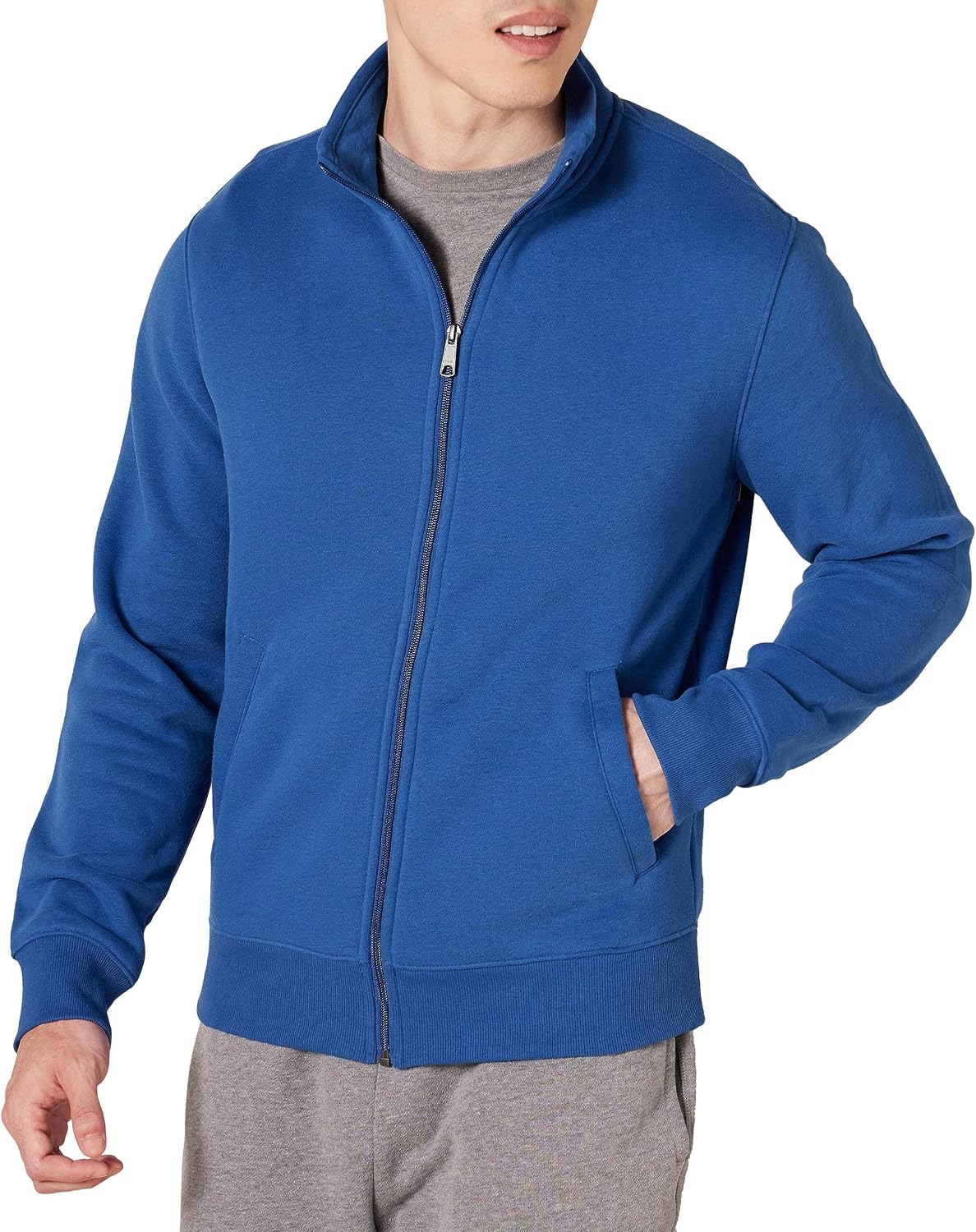 Elias Sudadera polar con cremallera completa para hombre – cuello alto, peso medio y bolsillos