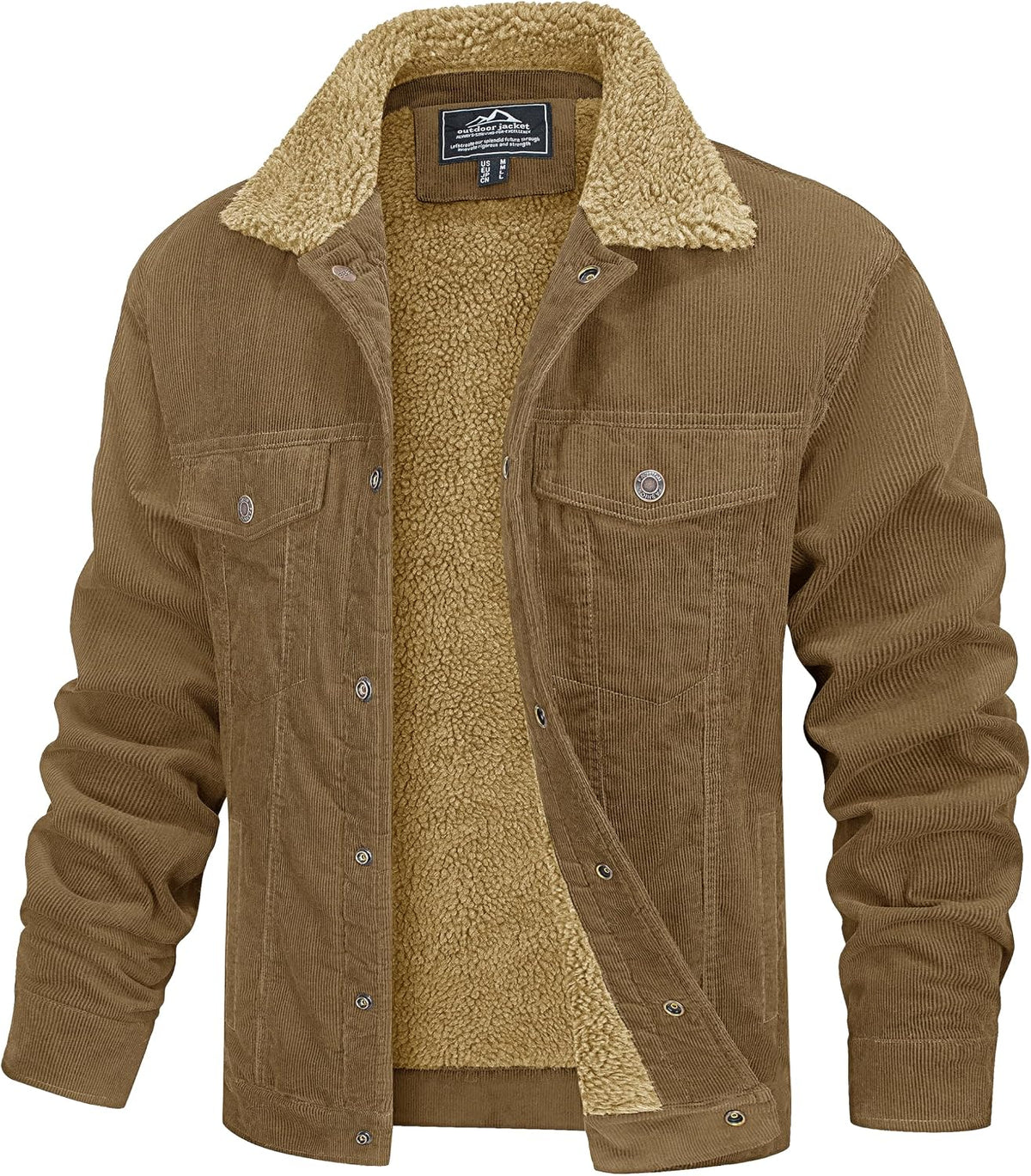 Julian Chaqueta de pana con forro sherpa para hombre – estilo trucker cálido con bolsillos