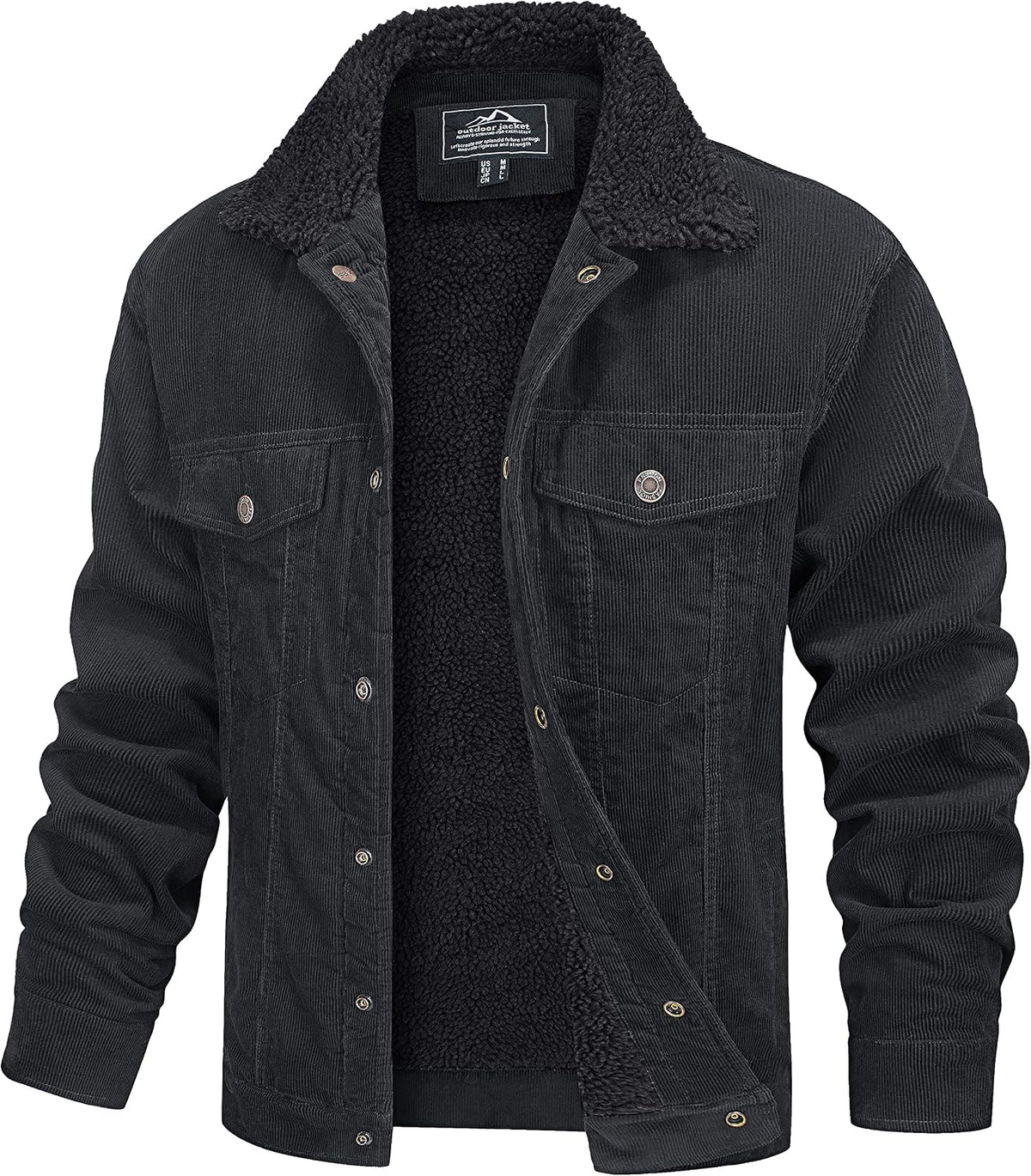 Julian Chaqueta de pana con forro sherpa para hombre – estilo trucker cálido con bolsillos