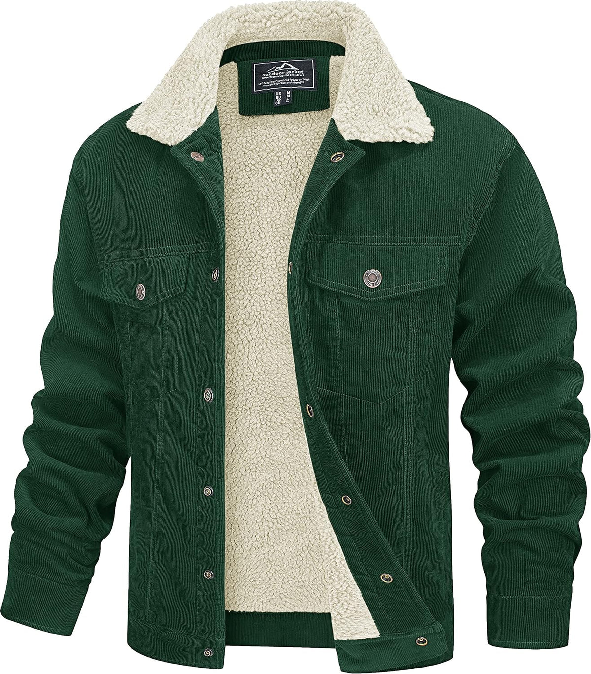 Julian Chaqueta de pana con forro sherpa para hombre – estilo trucker cálido con bolsillos