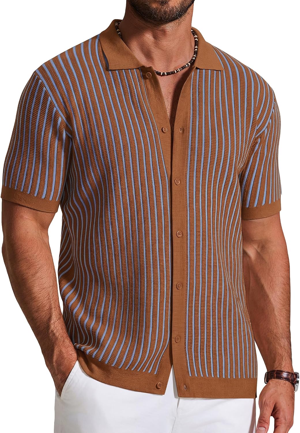 Top Salvador para Hombre – Acabados acanalados, Manga corta y Cálido