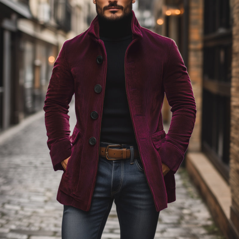 Chaqueta Marcos para Hombre – Silueta entallada, Cuello mao y Sofisticado
