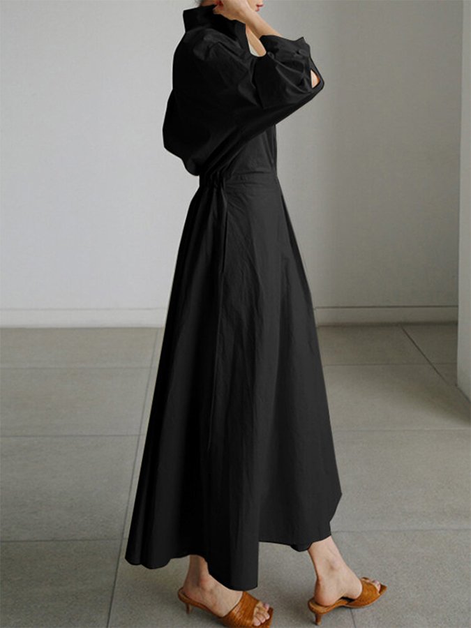 Lucie Robe Midi pour Femme – Robe Boutonnée Élégante Décontractée Chic