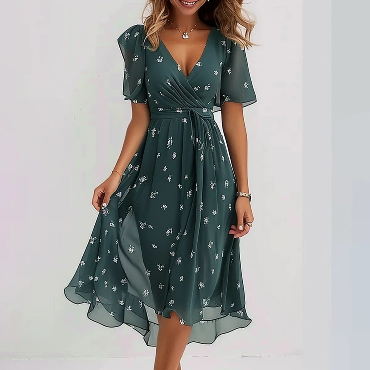 Clara Vestito da Donna – Vestito Elegante Casual Chic Manica Corta