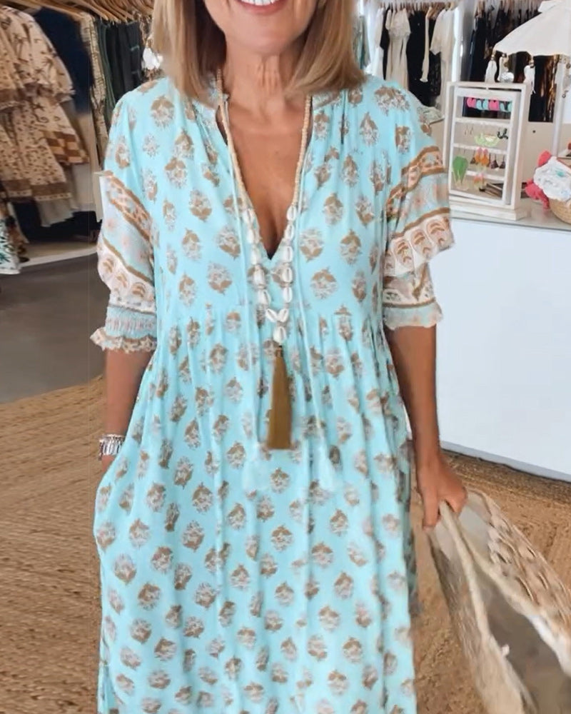 Vestido Nadia para Mujer – Cuello en V, Corte cómodo y Elegante