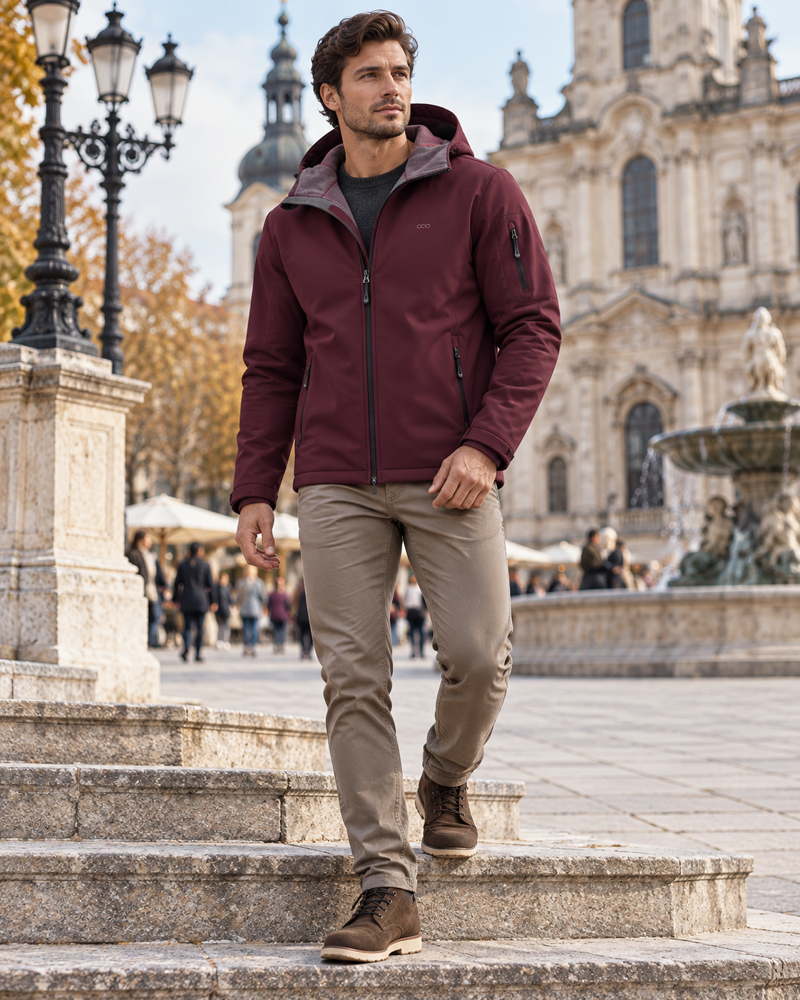 Rafael Chaqueta softshell para hombre impermeable con capucha y forro polar - Edicion moderna