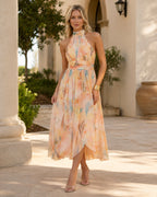 Daphne Women’s Floral Halter Maxi Dress – Lightweight, Flowing, and Elegant