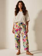Phoebe Pantalones Florales Mujer – Cintura Elástica, Corte Holgado y Bolsillos