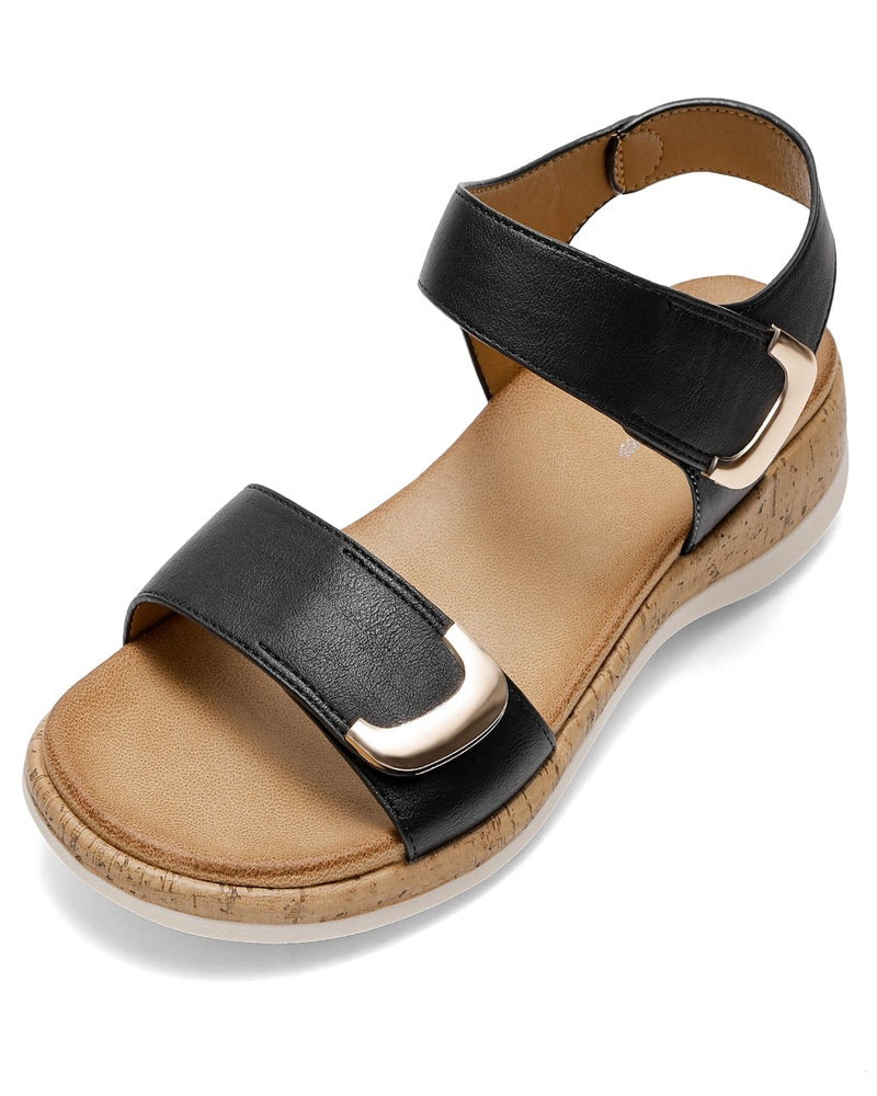 Daisy Sandalias Planas Mujer – Hebilla Ajustable, Cuero PU y Suela TPR