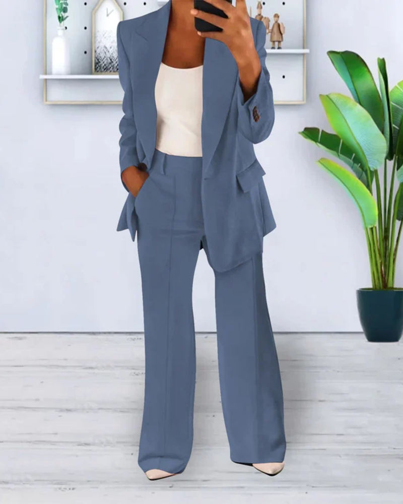 Lorelei Traje 2 Piezas Mujer – Blazer Oversize, Pantalón Recto y Tejido Elástico