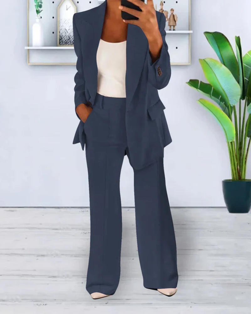 Lorelei Traje 2 Piezas Mujer – Blazer Oversize, Pantalón Recto y Tejido Elástico