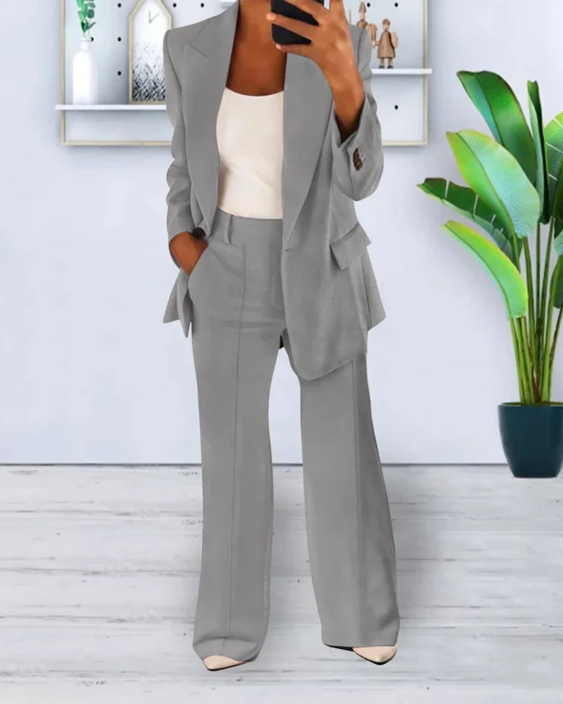 Lorelei Traje 2 Piezas Mujer – Blazer Oversize, Pantalón Recto y Tejido Elástico