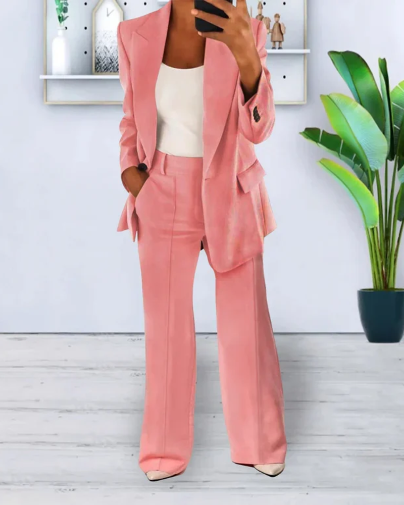 Lorelei Traje 2 Piezas Mujer – Blazer Oversize, Pantalón Recto y Tejido Elástico