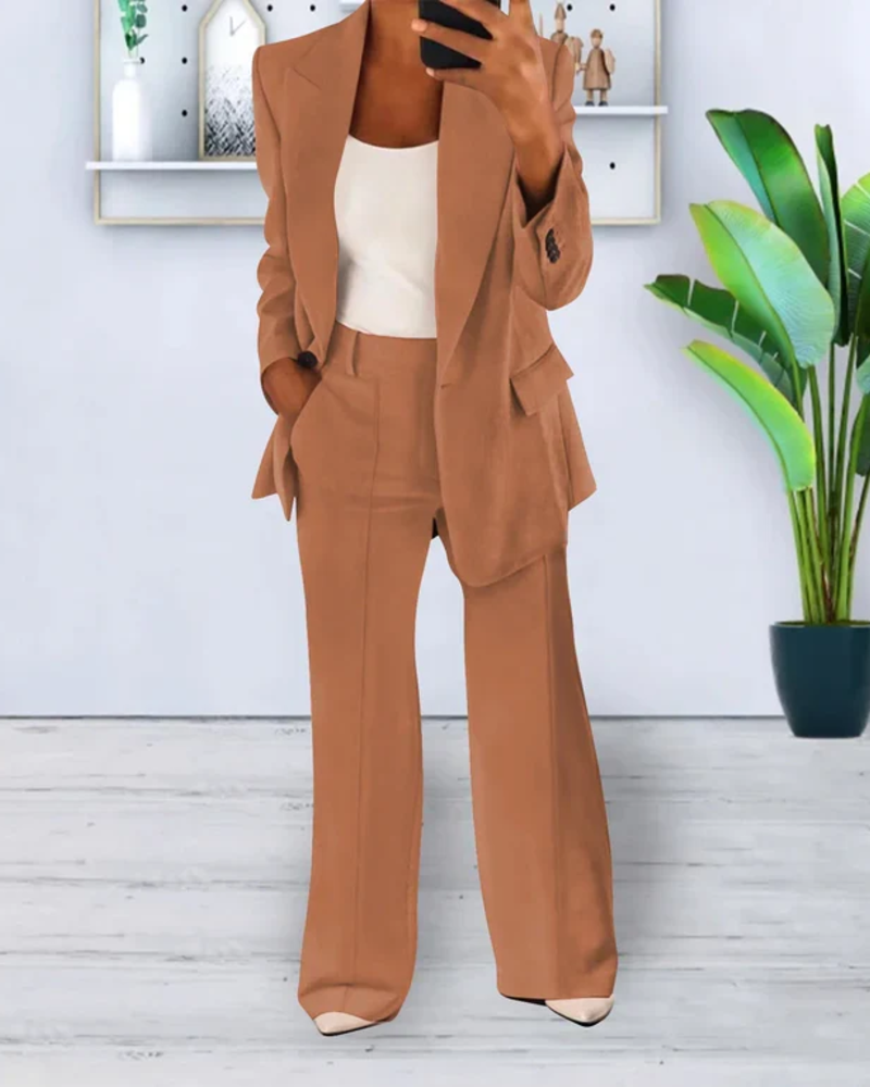Lorelei Traje 2 Piezas Mujer – Blazer Oversize, Pantalón Recto y Tejido Elástico