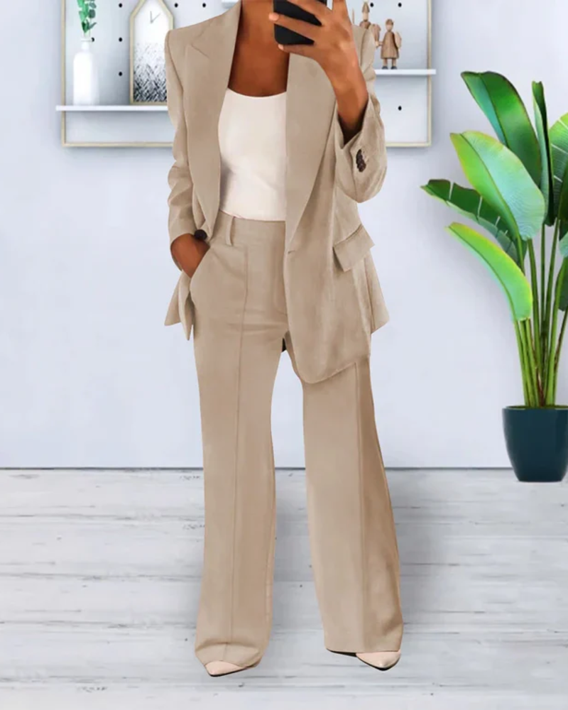 Lorelei Traje 2 Piezas Mujer – Blazer Oversize, Pantalón Recto y Tejido Elástico