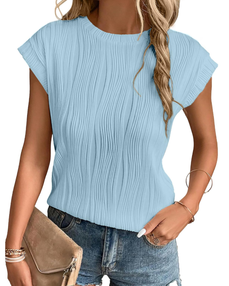 Elise Top Mujer – Manga Murciélago, Cuello Redondo y Tejido Punto Ligero