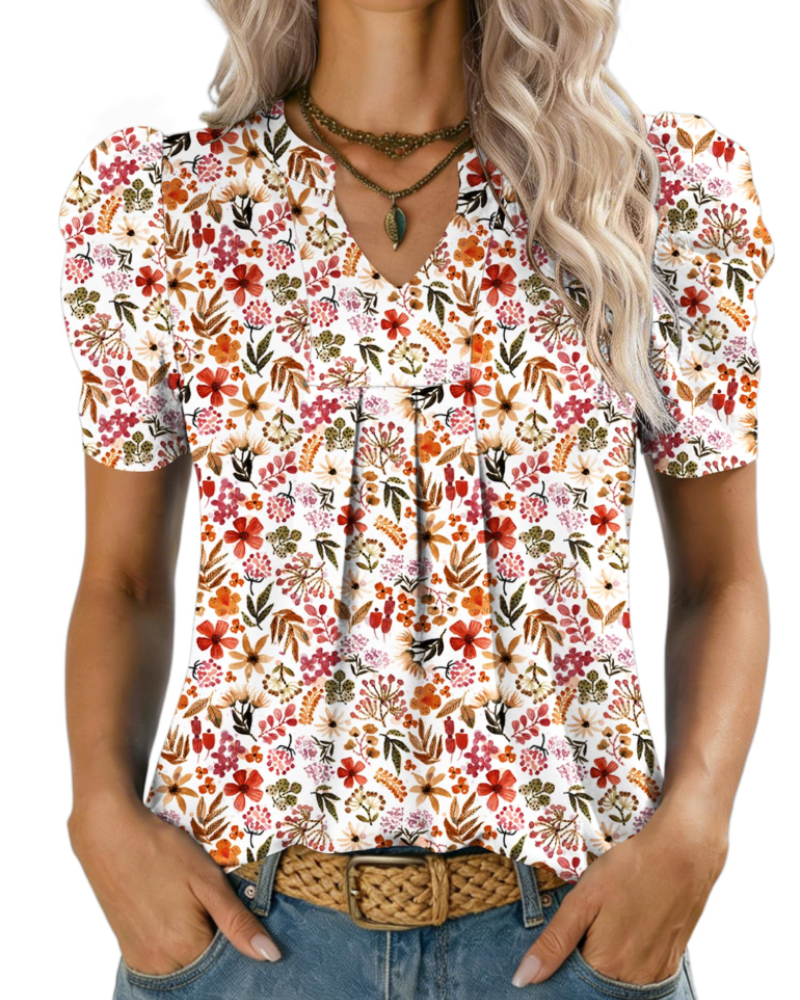 Sophie Blusa Mujer – Escote en V, Manga Abullonada y Punto Ligero