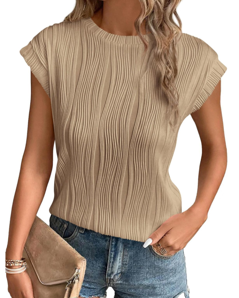 Elise Top Mujer – Manga Murciélago, Cuello Redondo y Tejido Punto Ligero