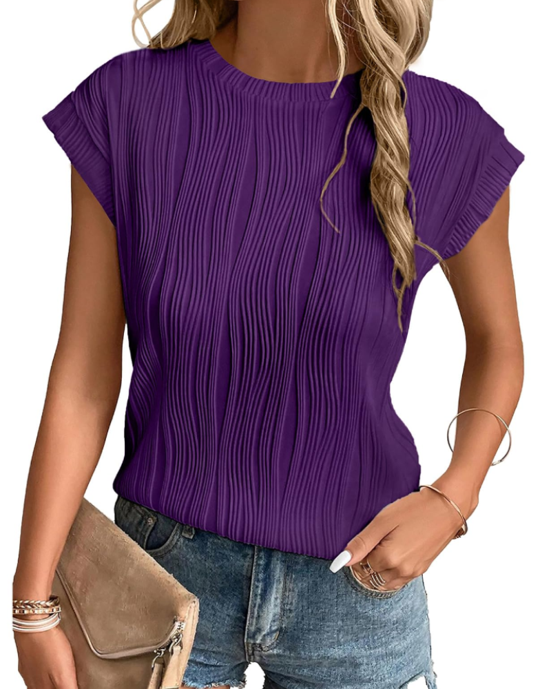 Elise Top Mujer – Manga Murciélago, Cuello Redondo y Tejido Punto Ligero