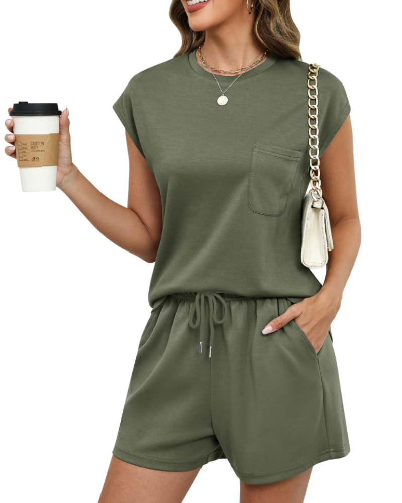 Mila Conjunto Mujer – Set Lounge 2 Piezas con Shorts, Bolsillos y Tejido Elástico