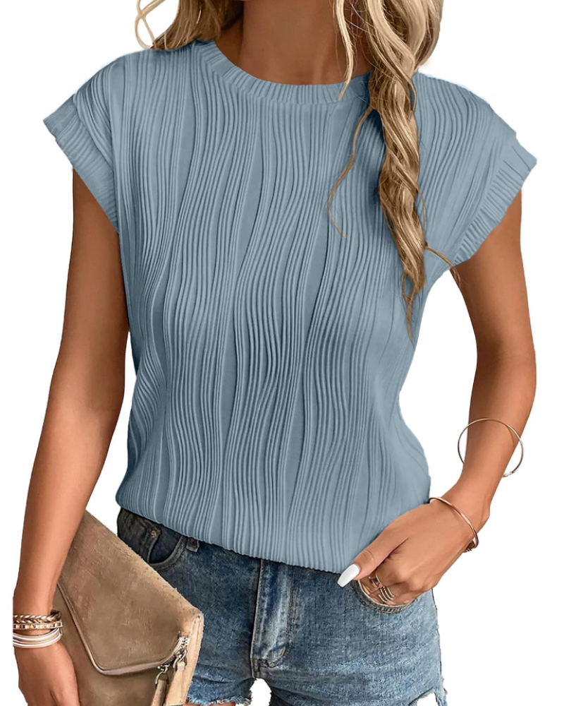 Elise Top Mujer – Manga Murciélago, Cuello Redondo y Tejido Punto Ligero