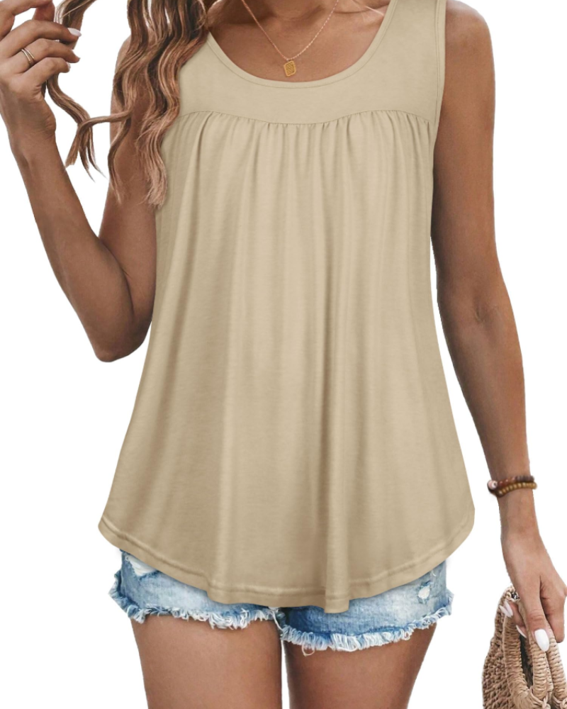 Lily Top Mujer – Blusa Túnica Sin Mangas con Pliegues y Estampado Floral
