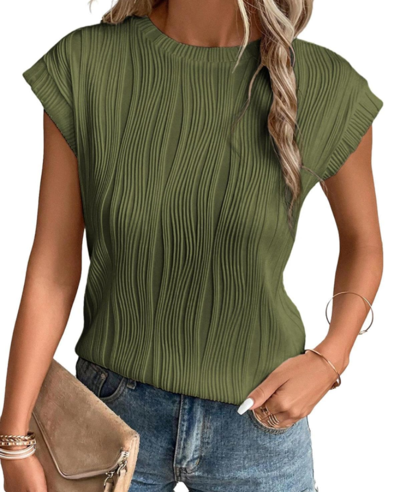 Elise Top Mujer – Manga Murciélago, Cuello Redondo y Tejido Punto Ligero