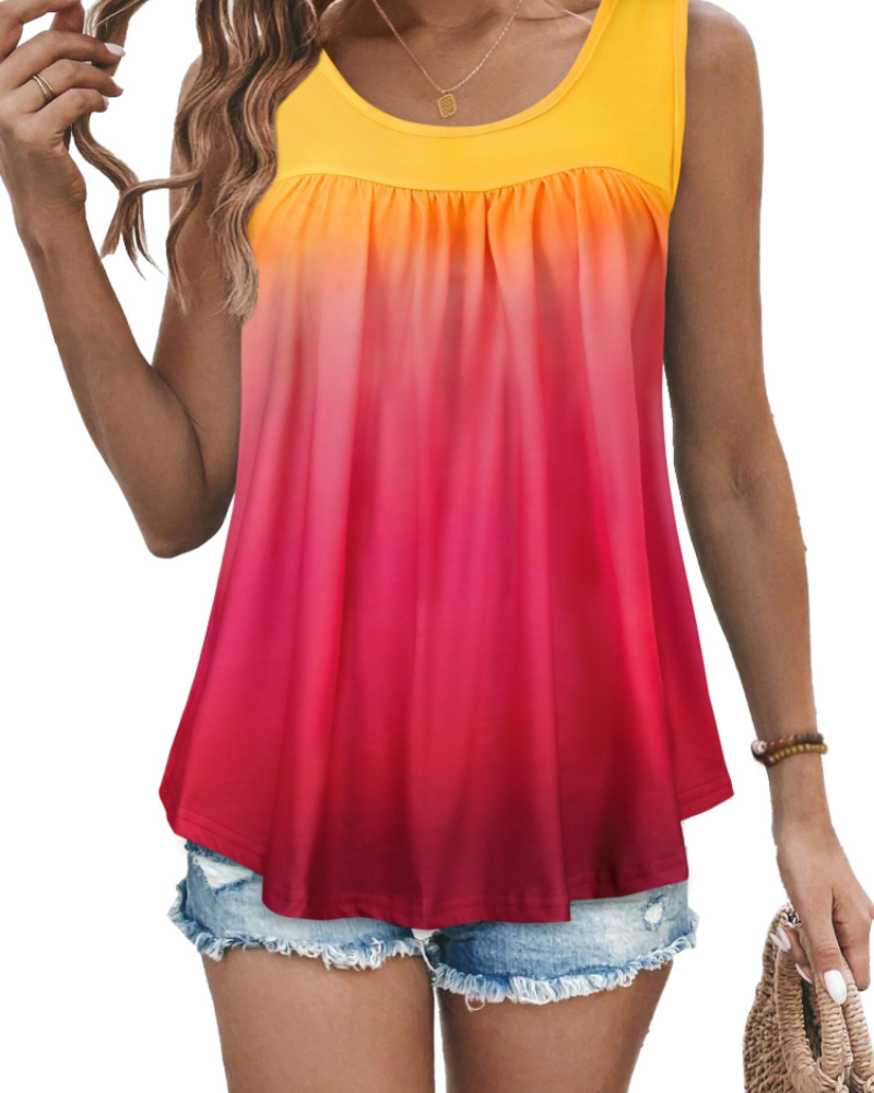 Lily Top Mujer – Blusa Túnica Sin Mangas con Pliegues y Estampado Floral