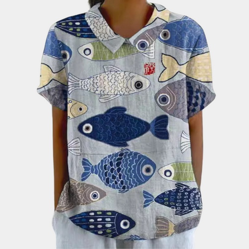 Brown Floral Blouse for Women – Casual Chic Short-Sleeve Printed Blouse
