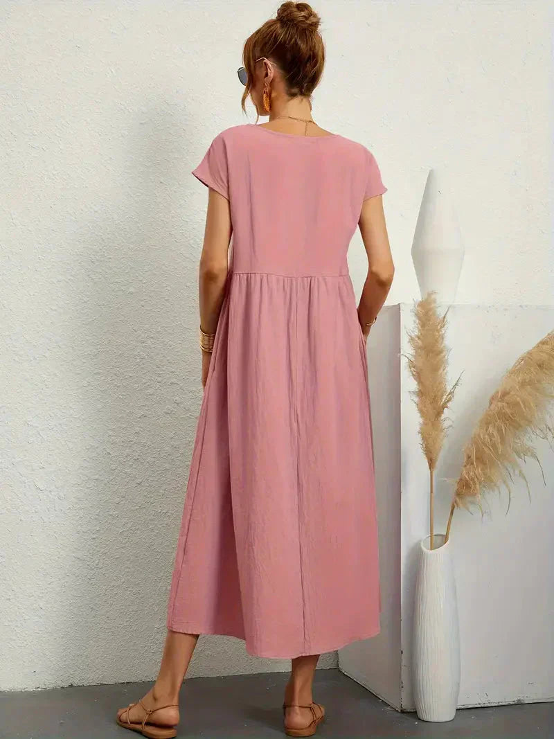 Melody Robe longue pour femme – Robe d'été en coton élégante chic
