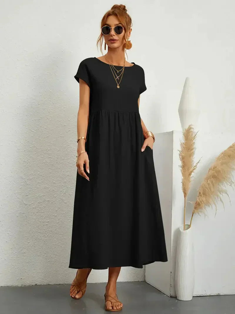 Melody Robe longue pour femme – Robe d'été en coton élégante chic