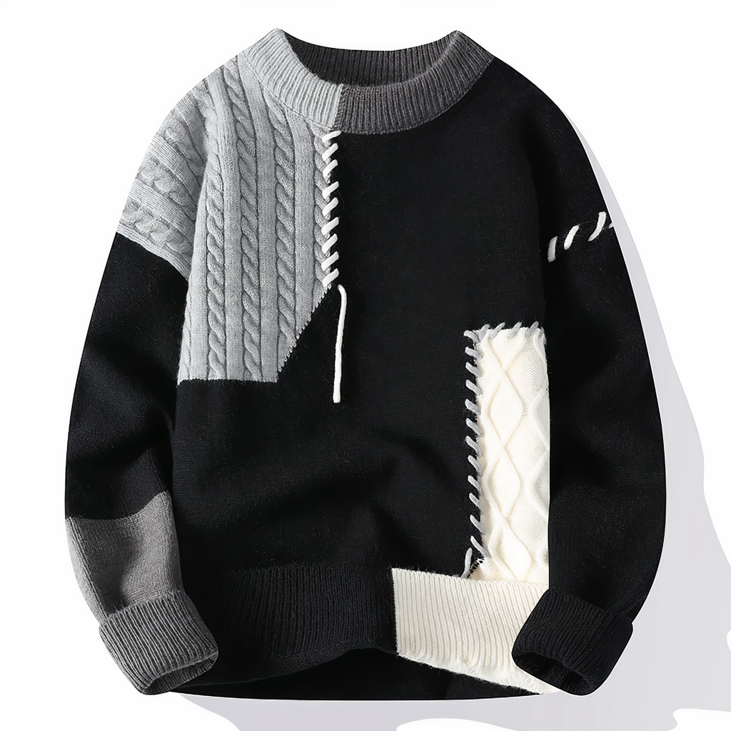 Dave Pull Patchwork pour Homme – Pull Hiver Décontracté Chic Moderne