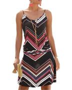 Vestito da Spiaggia Adeline Donna – Stampa Floreale e Onde, Senza Maniche, Taglio Tunica